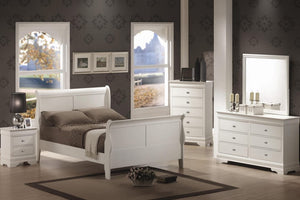 Louis Phillipe Cherry King Bedroom Set - Bed, Dresser, Mirror, 1